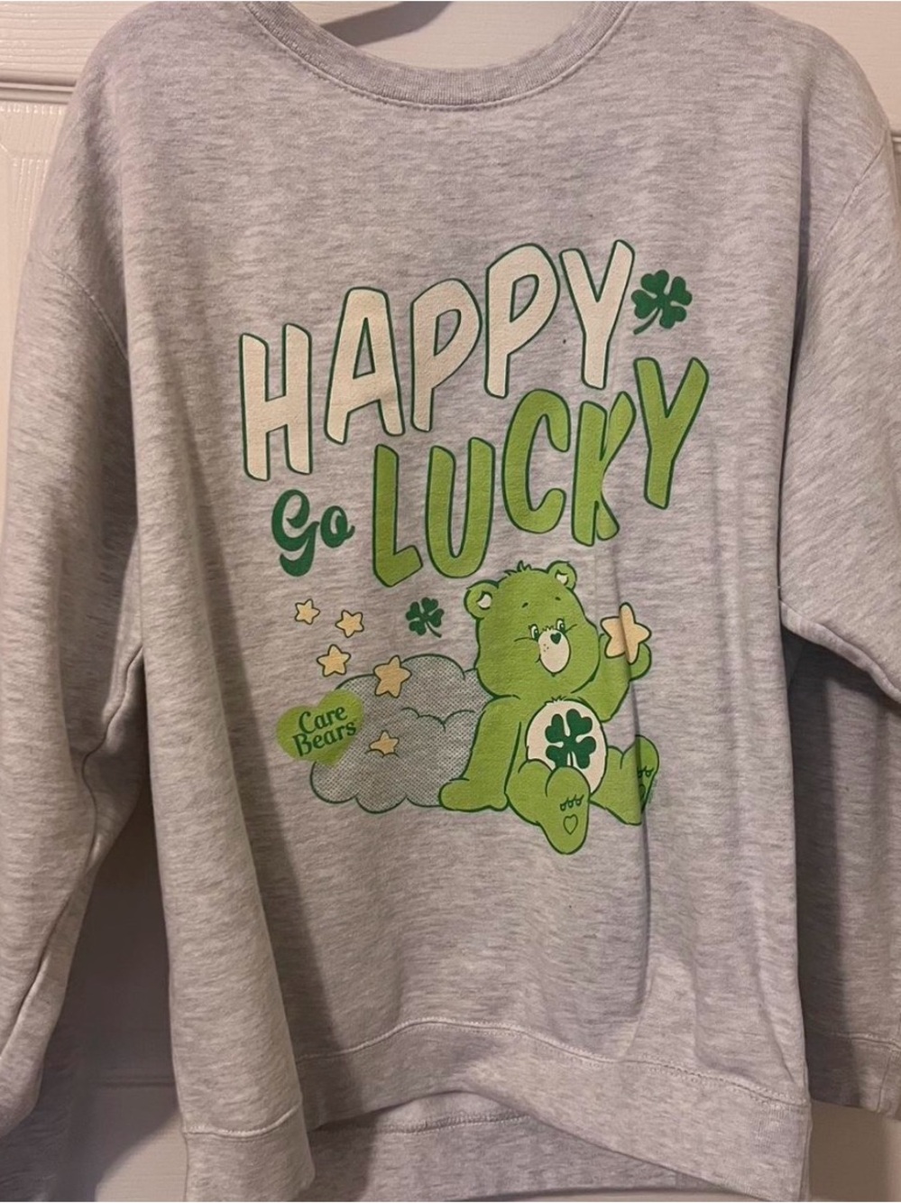 Care Bears Grey Sweatshirt with Green Bear Graphic